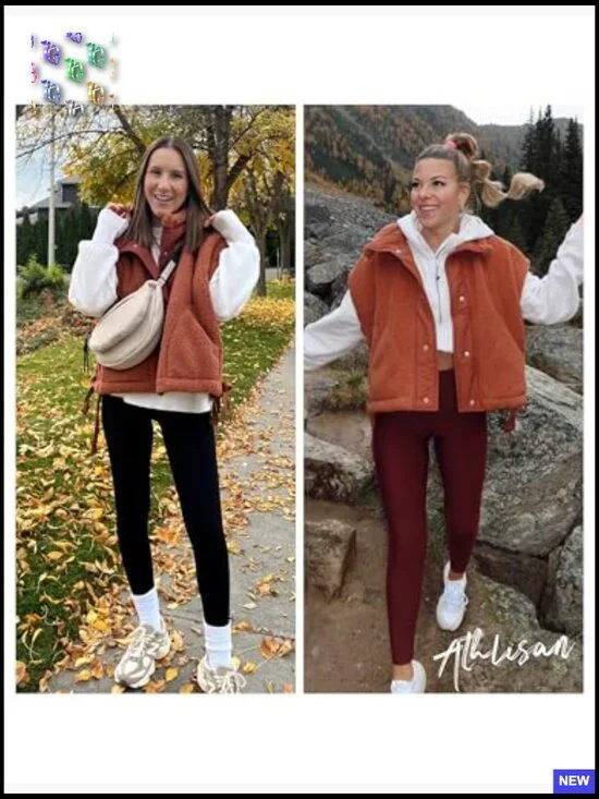 Oversized Fleece Vest Sherpa Jacket Sleeveless Button Down Casual Outerwear - Picture 7 of 7